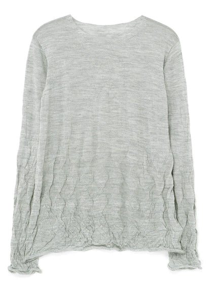 WOOL WRINKLE ROUND NECK LONG SLEEVE T-SHIRT