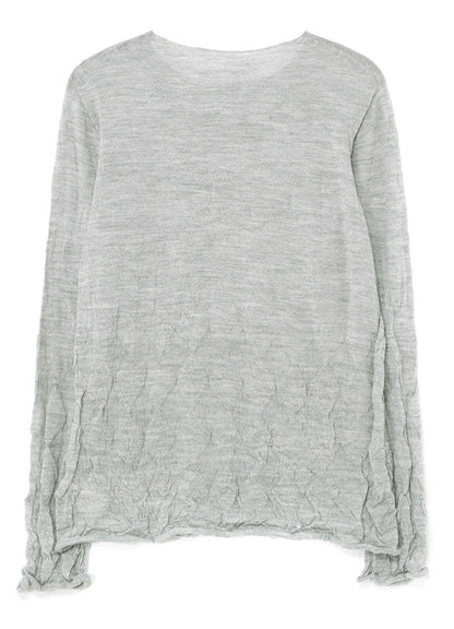 WOOL WRINKLE ROUND NECK LONG SLEEVE T-SHIRT