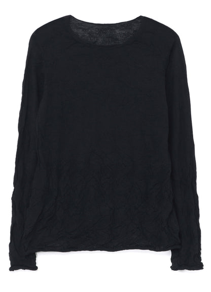 WOOL WRINKLE ROUND NECK LONG SLEEVE T-SHIRT