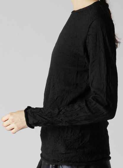 WOOL WRINKLE ROUND NECK LONG SLEEVE T-SHIRT