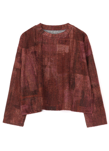 GRADATION PRINT LONG SLEEVE CROPPED T-SHIRT