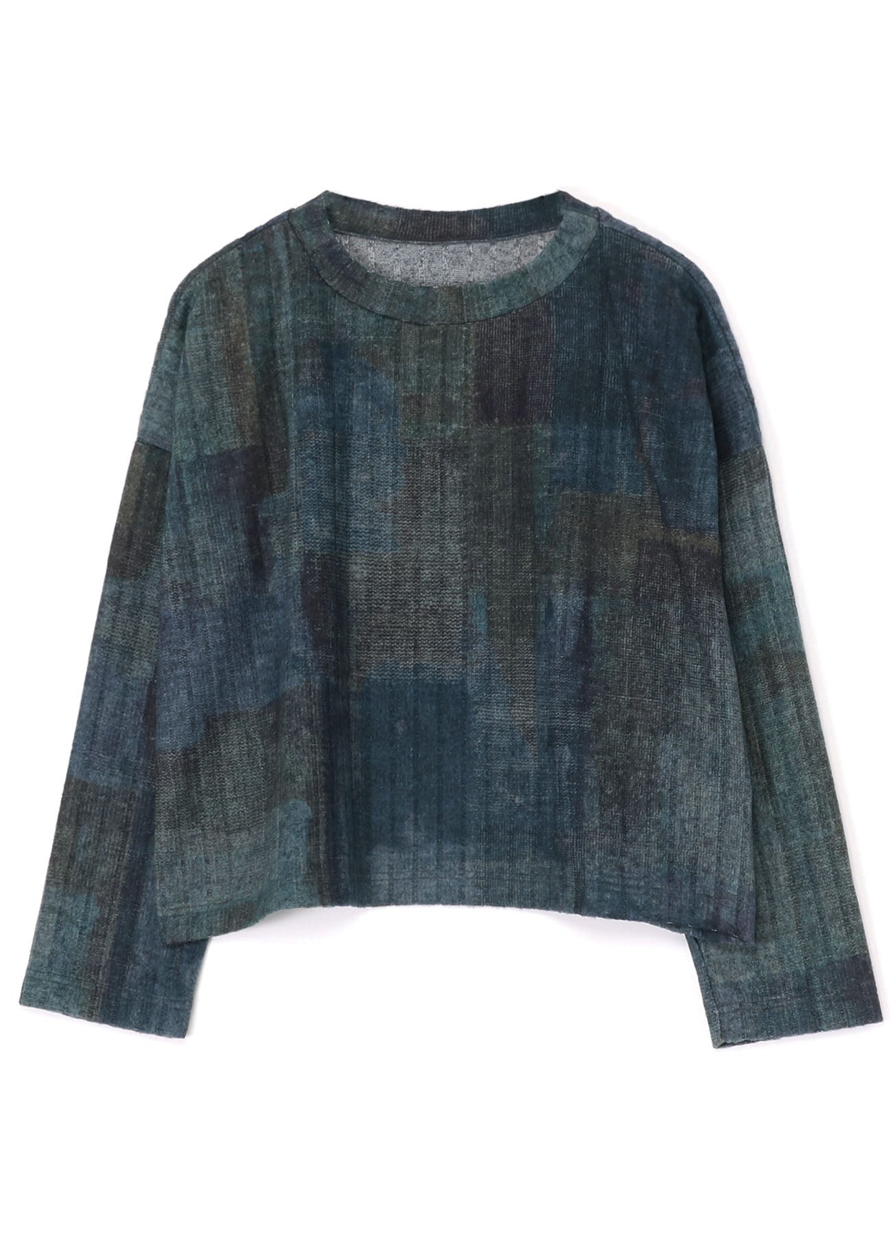 GRADATION PRINT LONG SLEEVE CROPPED T-SHIRT