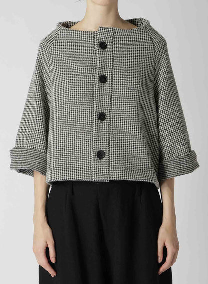 HOUNDSTOOTH JACQUARD 4-BUTTON JACKET