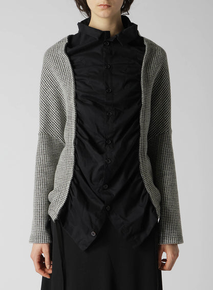 HOUNDSTOOTH JACQUARD LAYERED LONG SLEEVE SHIRT