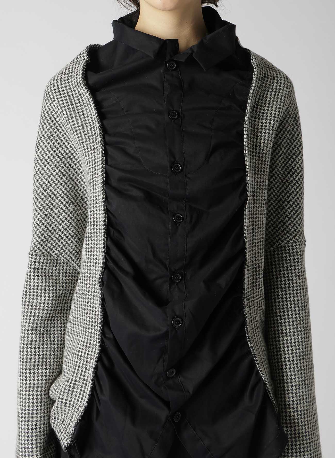 HOUNDSTOOTH JACQUARD LAYERED LONG SLEEVE SHIRT