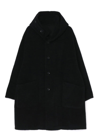 WOOL BREND PILE HOODED COAT