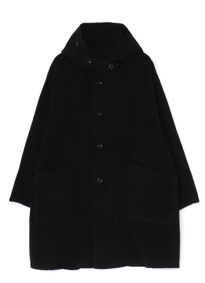 WOOL BREND PILE HOODED COAT