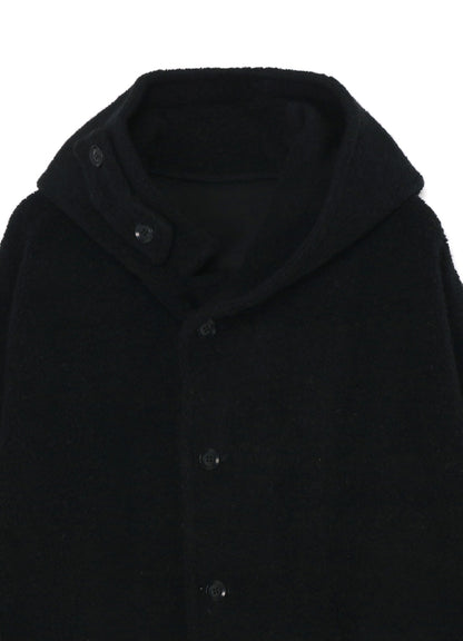 WOOL BREND PILE HOODED COAT