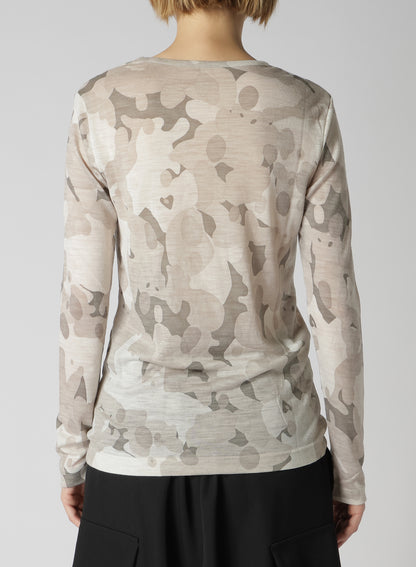 WOOL CAMOFRAGE LONG SLEEVE T-SHIRT