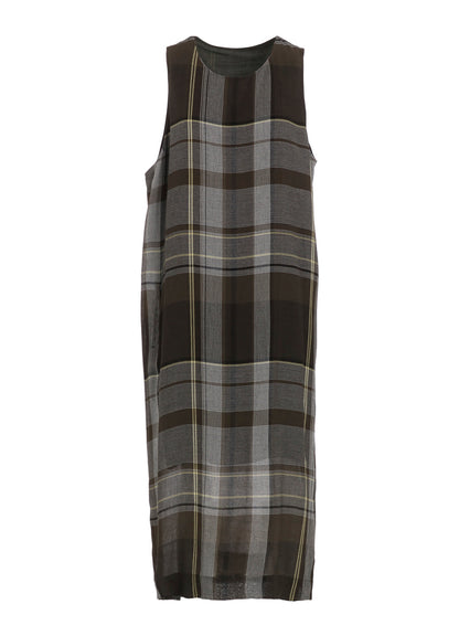 RY/NY GAUZE PLAID SLEEVELES DRESS