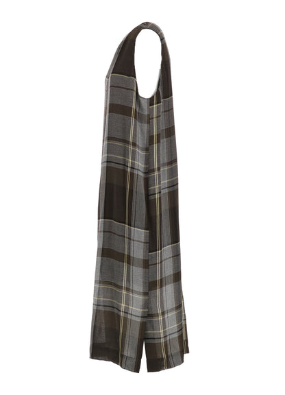 RY/NY GAUZE PLAID SLEEVELES DRESS