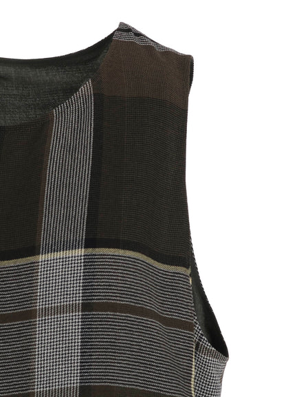 RY/NY GAUZE PLAID SLEEVELES DRESS