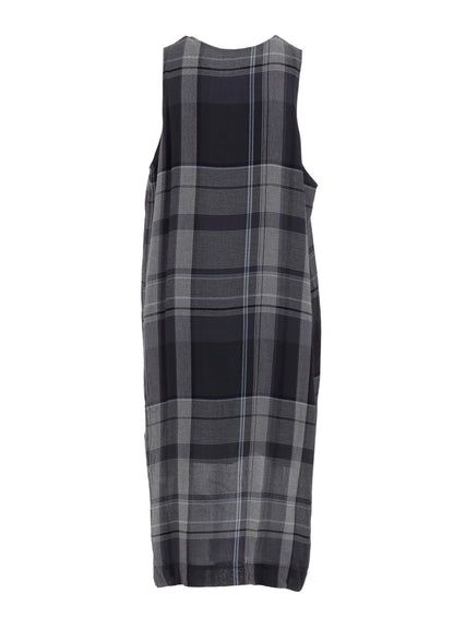 RY/NY GAUZE PLAID SLEEVELES DRESS