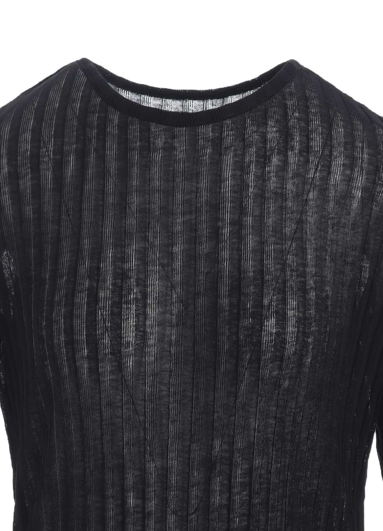 GAUZE RIB LONG SLEEVE CREW NECK  T