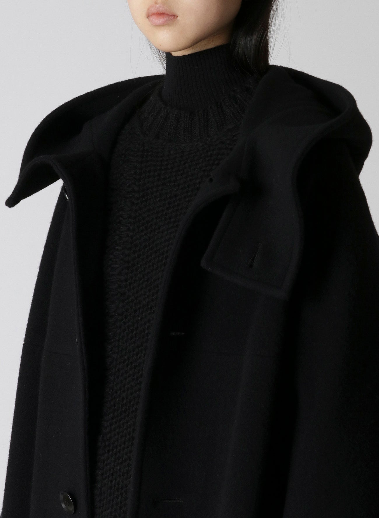 WOOL MOSSER CUT OUT COLLAR COAT