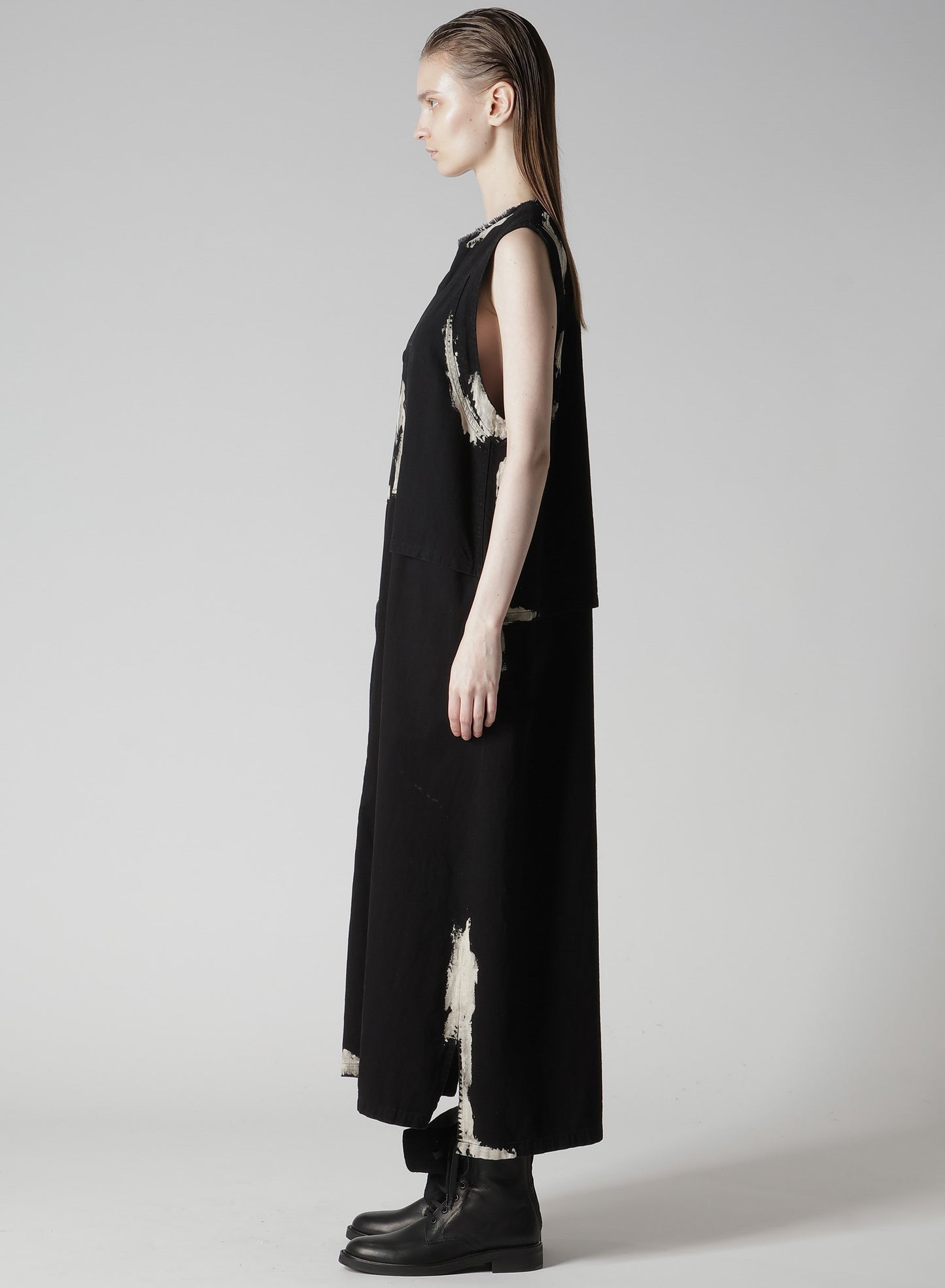 8OZ DENIM BRUSH BLEACH LONG DRESS