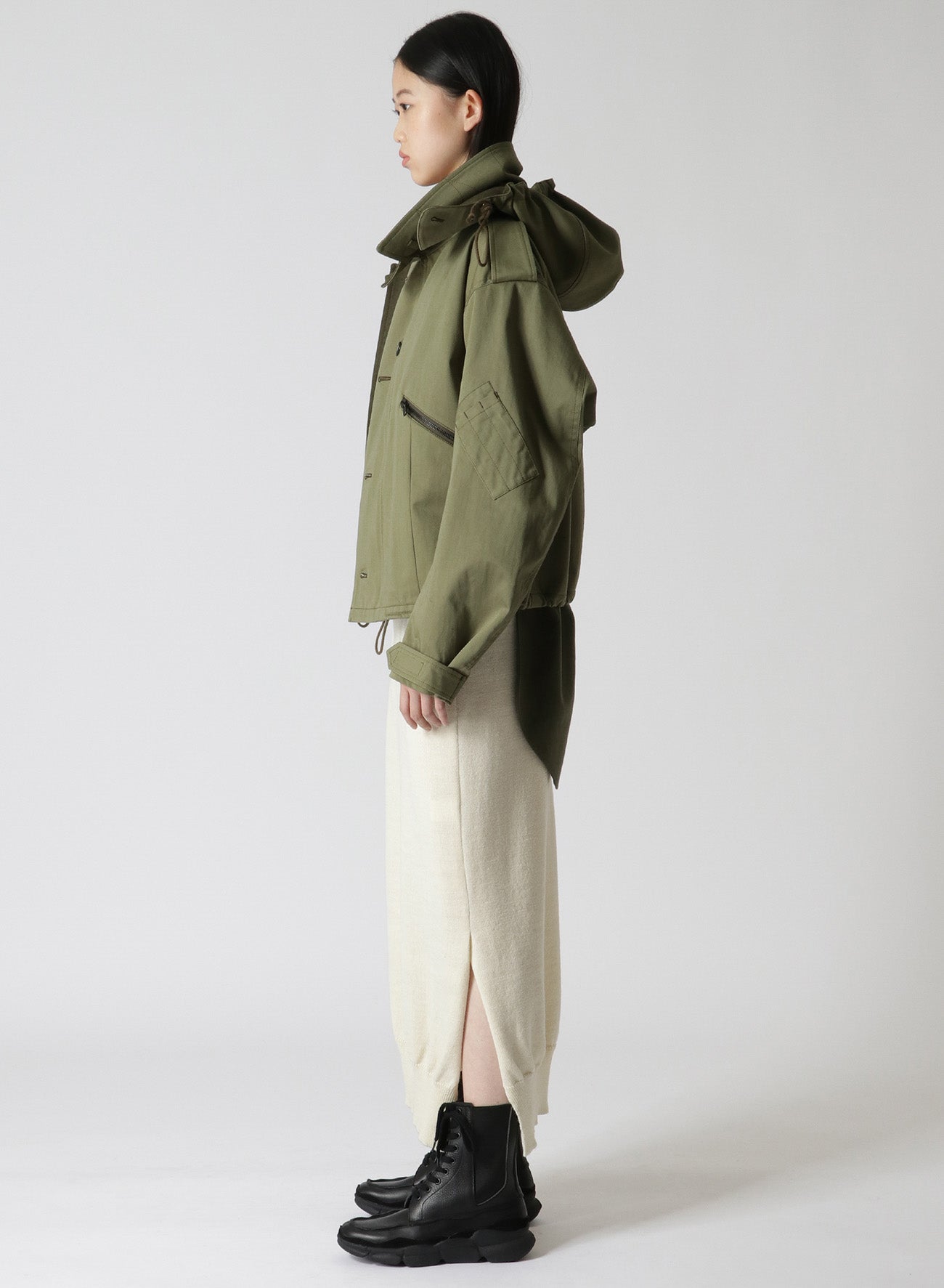 COTTON SATIN+COTTON WOOL LIGHT SERGE PILOT JACKET