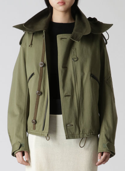 COTTON SATIN+COTTON WOOL LIGHT SERGE PILOT JACKET