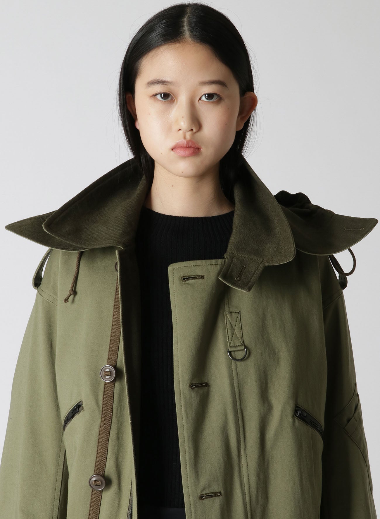 COTTON SATIN+COTTON WOOL LIGHT SERGE PILOT JACKET
