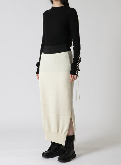 WOOL ROVING PLAIN STITCH KNIT SKIRT