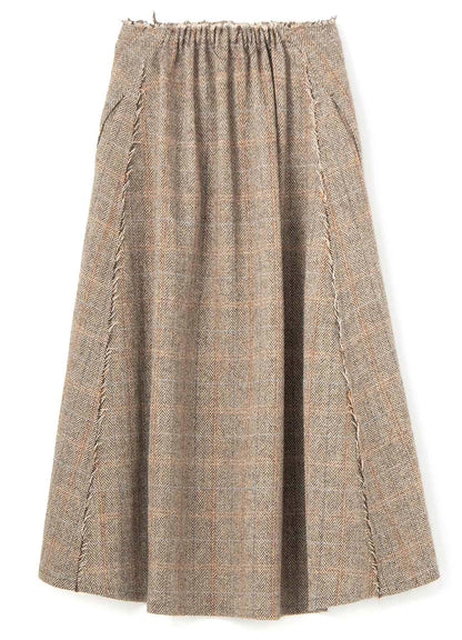 WOOL BRITISH TWEED BACK DROP SKIRT