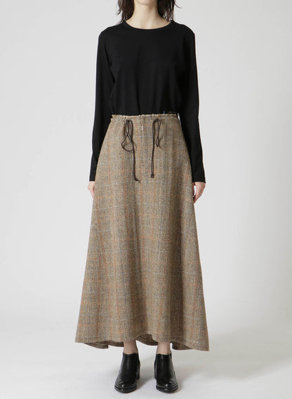 WOOL BRITISH TWEED BACK DROP SKIRT