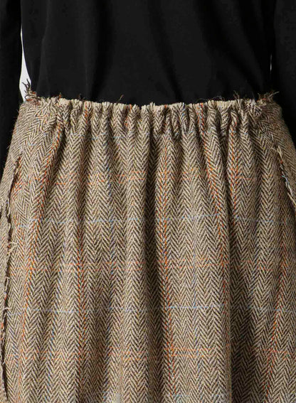 WOOL BRITISH TWEED BACK DROP SKIRT