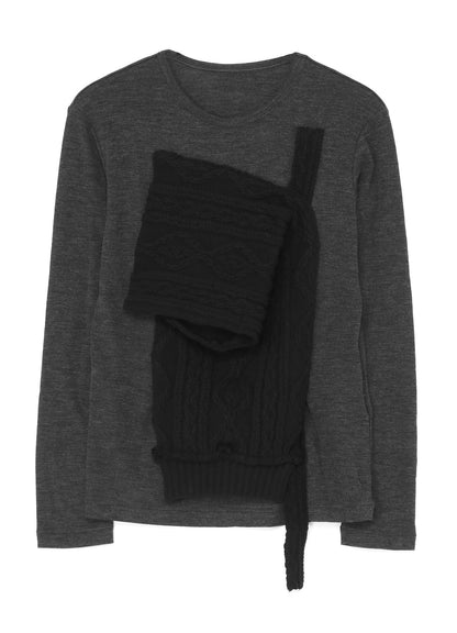 MILLING x ARAN PATTERN ROUND NECK PATCH LONG SLEEVE T