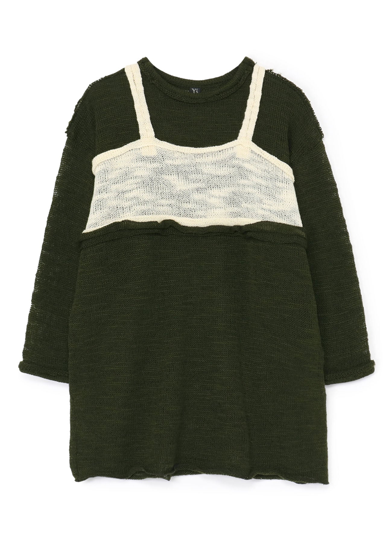 SLUB PLAIN STITCH CUT OFF KNIT PULLOVER