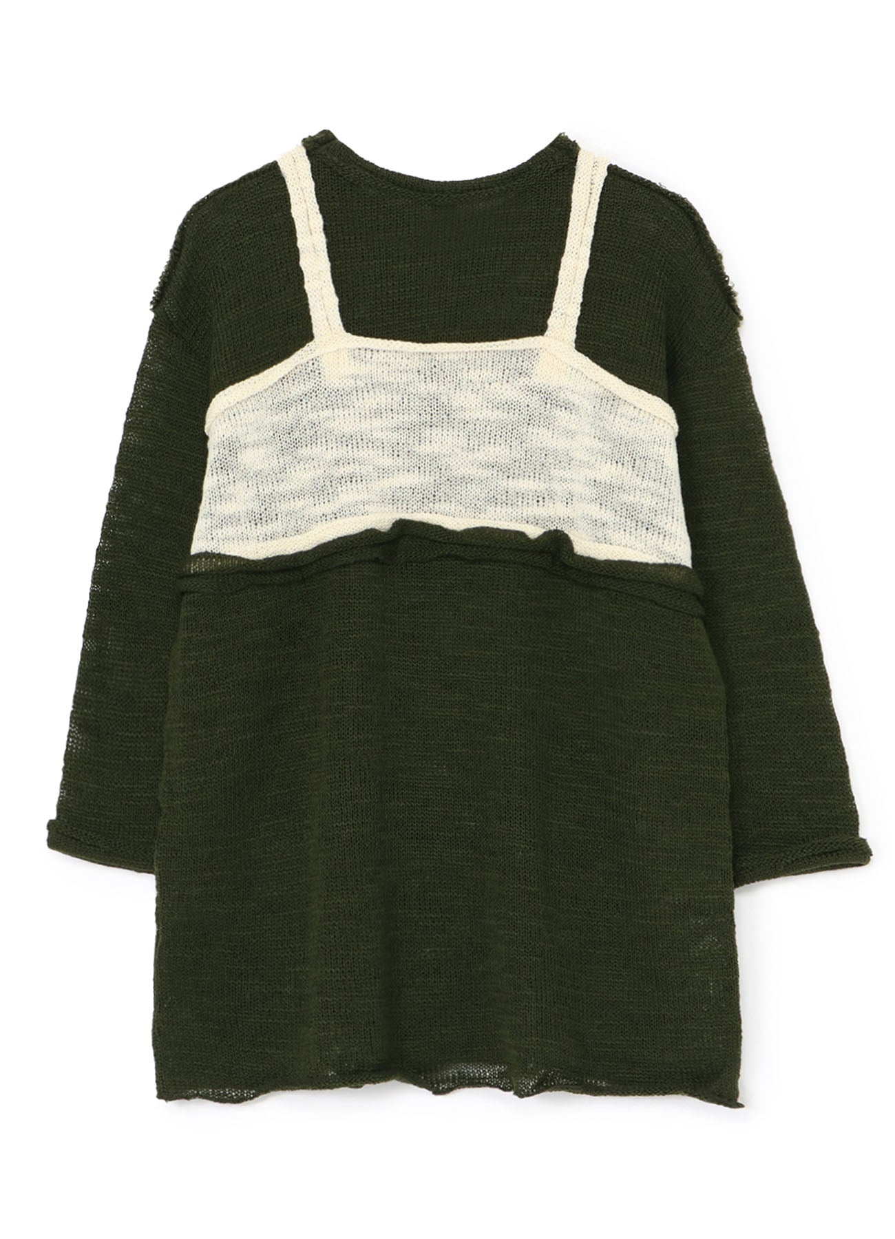 SLUB PLAIN STITCH CUT OFF KNIT PULLOVER