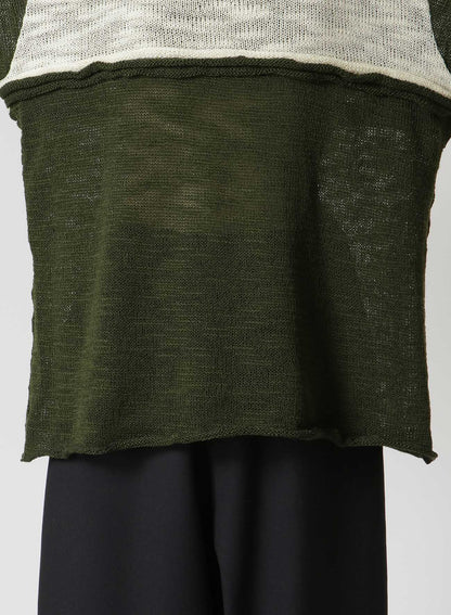 SLUB PLAIN STITCH CUT OFF KNIT PULLOVER