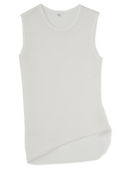 COTTON FAUX LINEN KNIT ASYMME TANK TOP