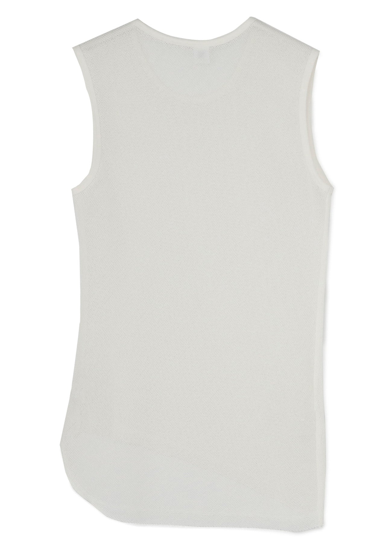 COTTON FAUX LINEN KNIT ASYMME TANK TOP