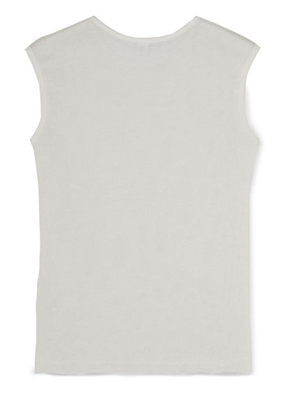 COTTON FAUX LINEN KNIT ROUND NECK TANK TOP