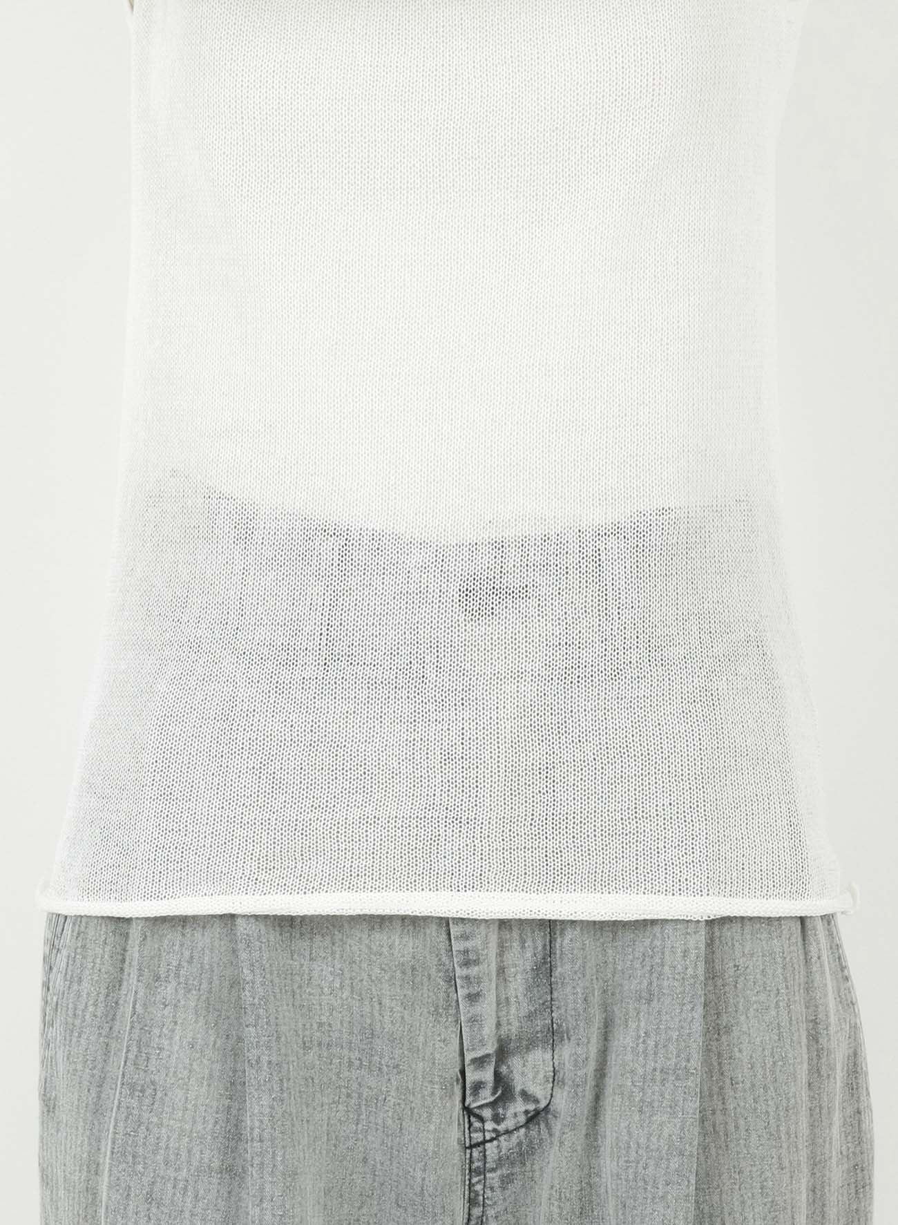 COTTON FAUX LINEN KNIT ROUND NECK TANK TOP