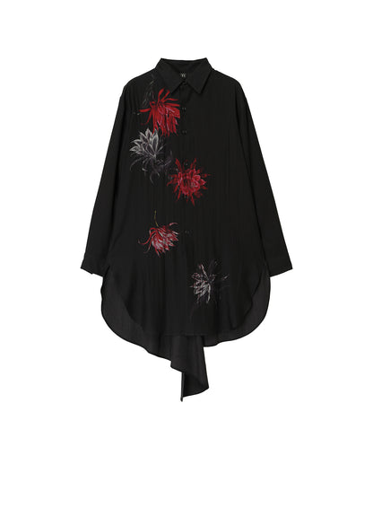 CUPRO DUNGAREE TWILL CACTUS FLOWER BLOUSE