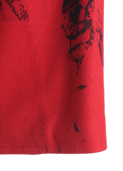 WOOL FLOWER PRINT WRAP COAT