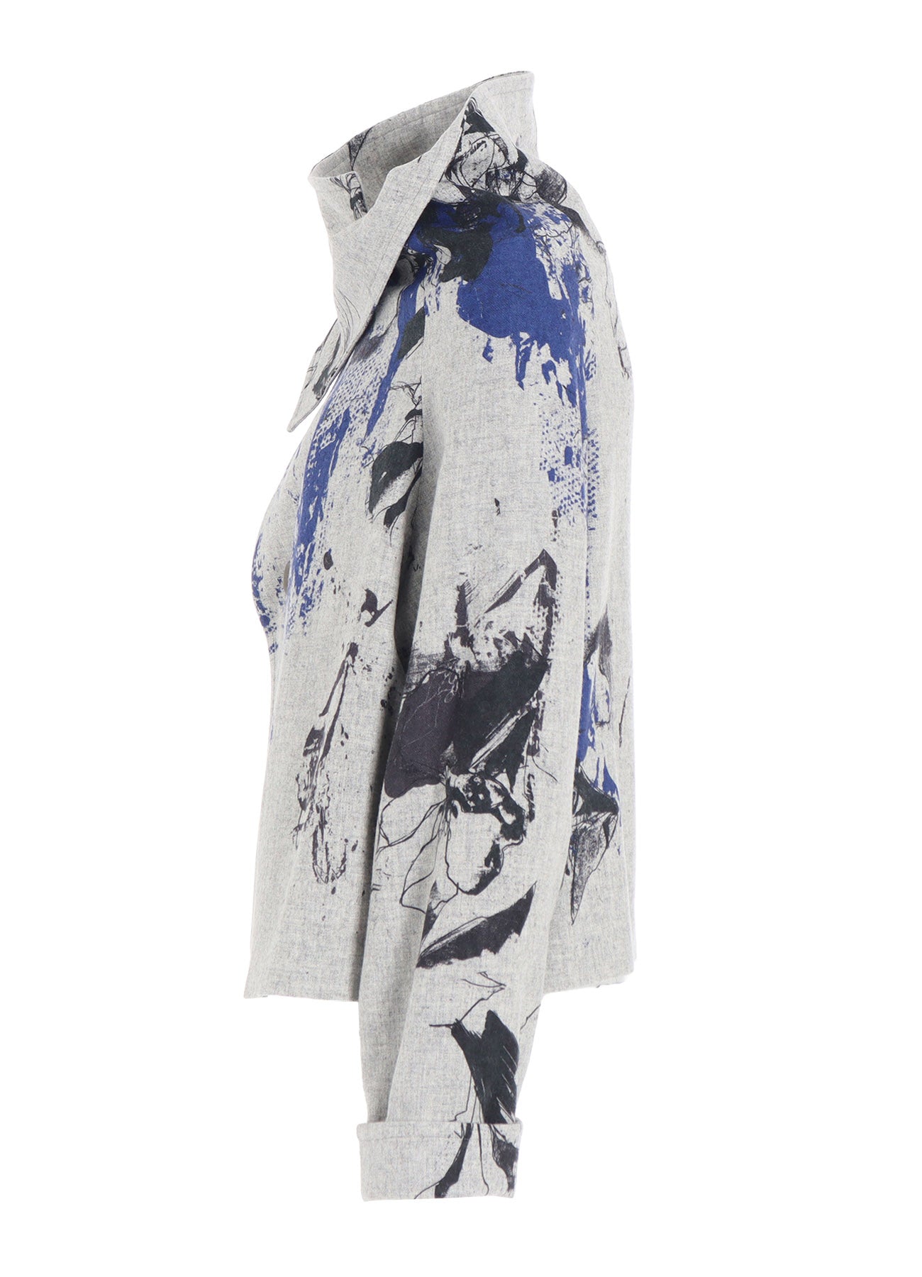 WOOL FLOWER PRINT WRAP COAT