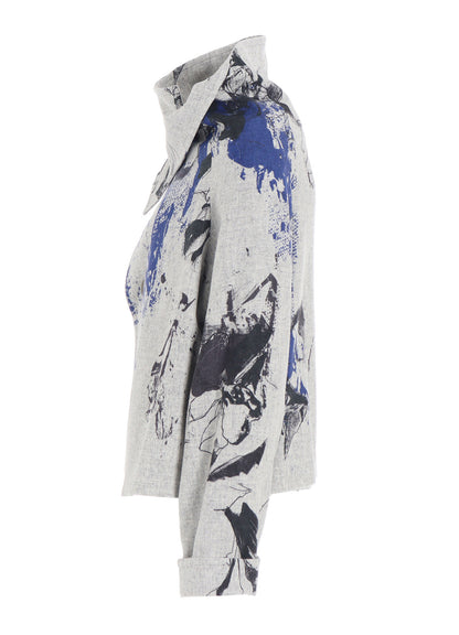 WOOL FLOWER PRINT WRAP COAT