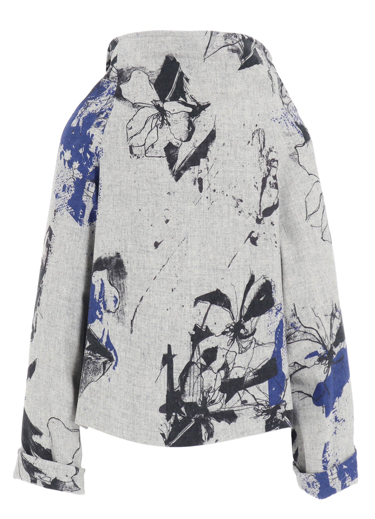 WOOL FLOWER PRINT WRAP COAT