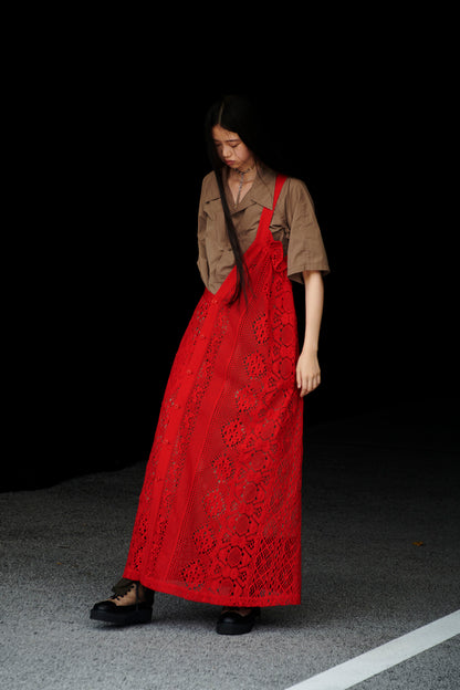 PATCHED TORCHON LACE SINGLE STRAP DRESS