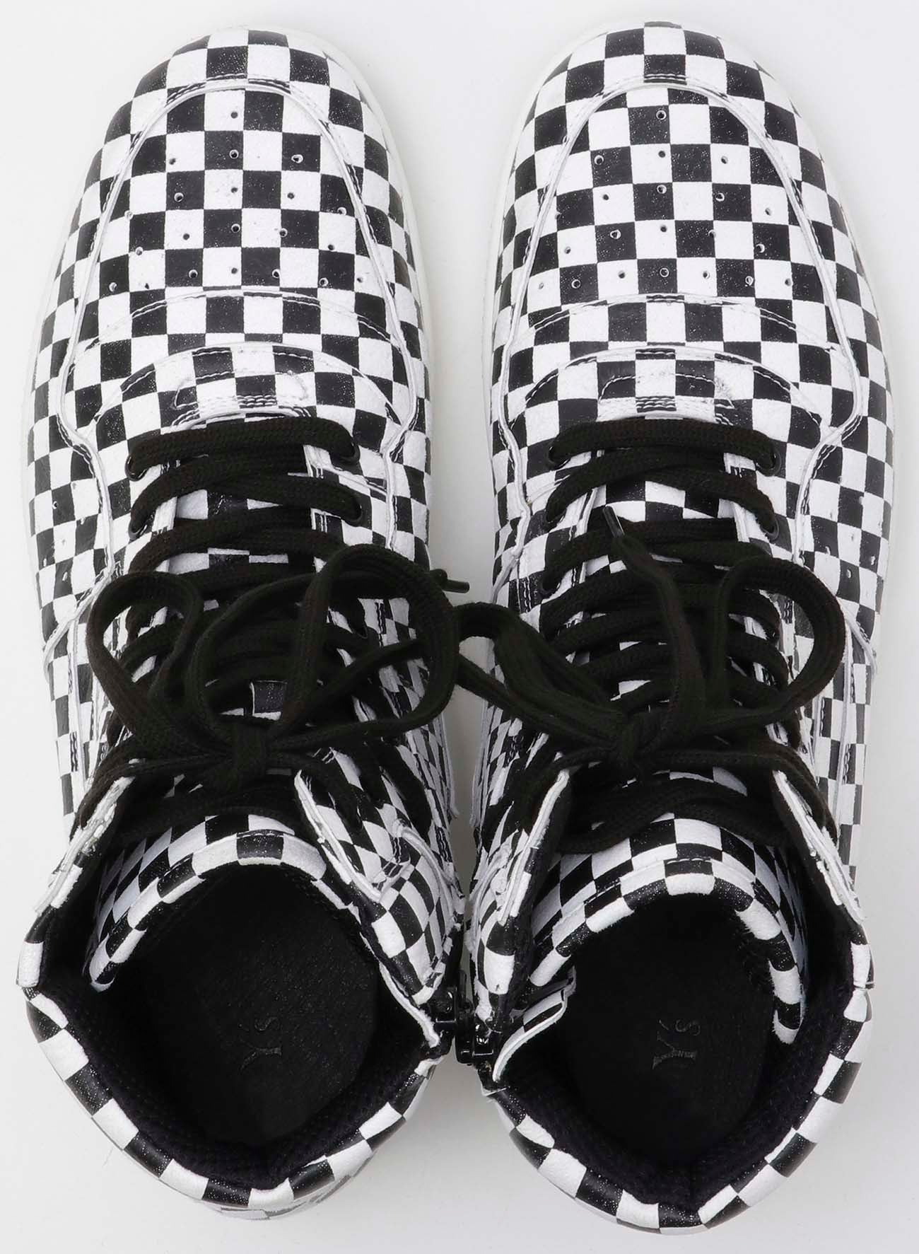 PLAID PATTERN LEATHER BASKET SHOES