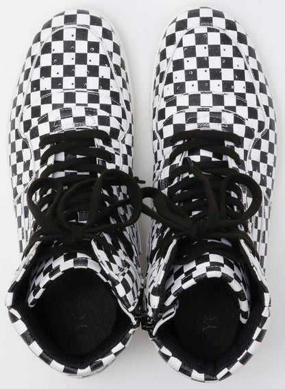 PLAID PATTERN LEATHER BASKET SHOES