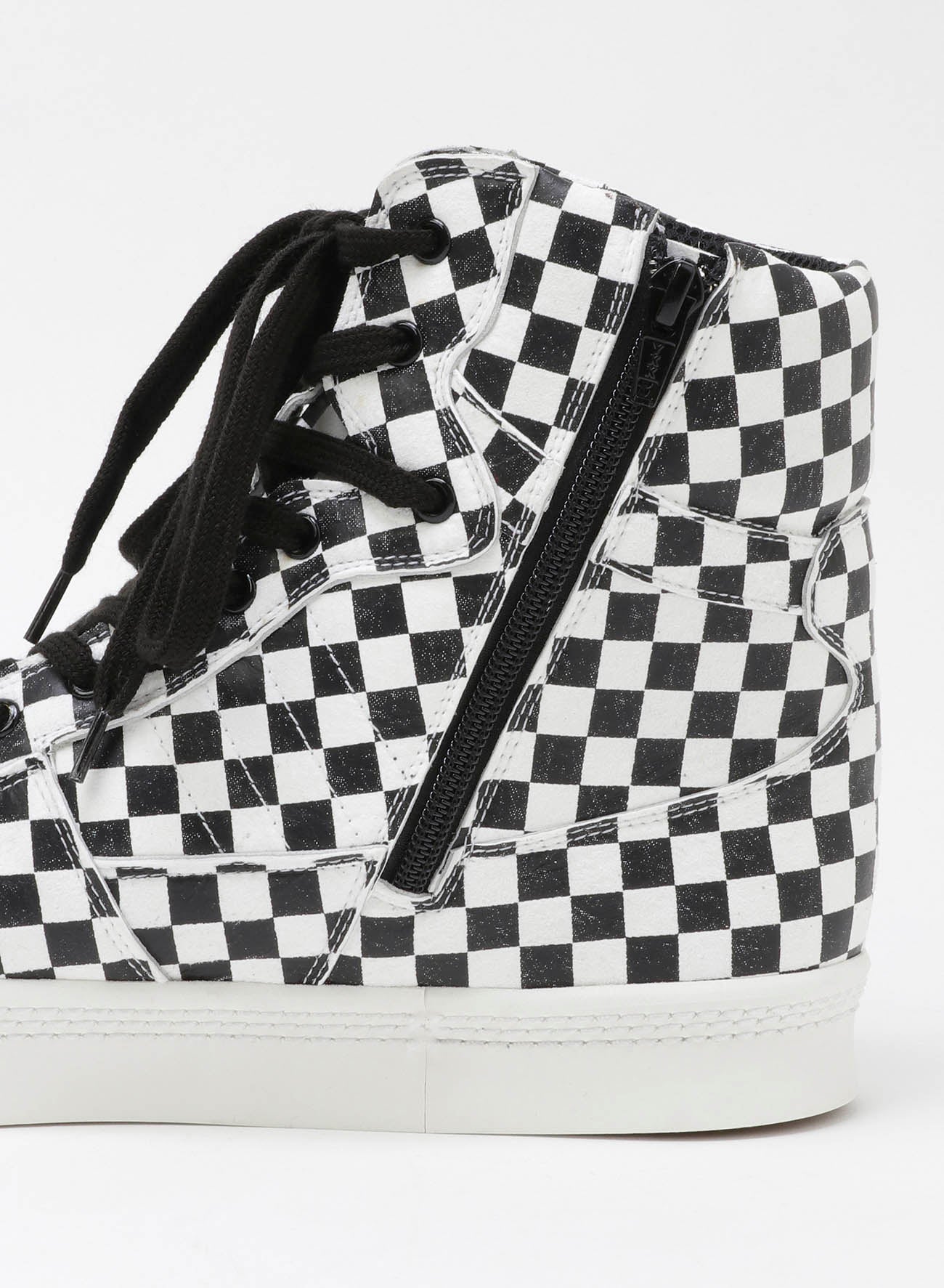 PLAID PATTERN LEATHER BASKET SHOES