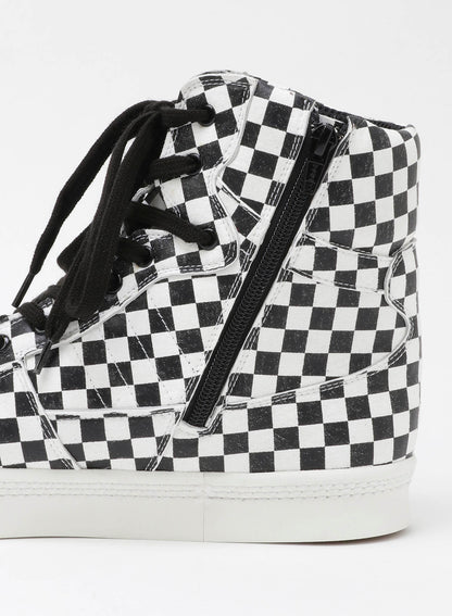 PLAID PATTERN LEATHER BASKET SHOES