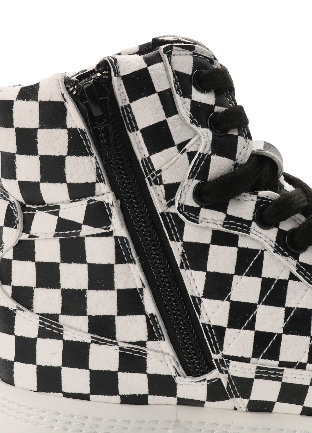 PLAID PATTERN LEATHER BASKET SHOES