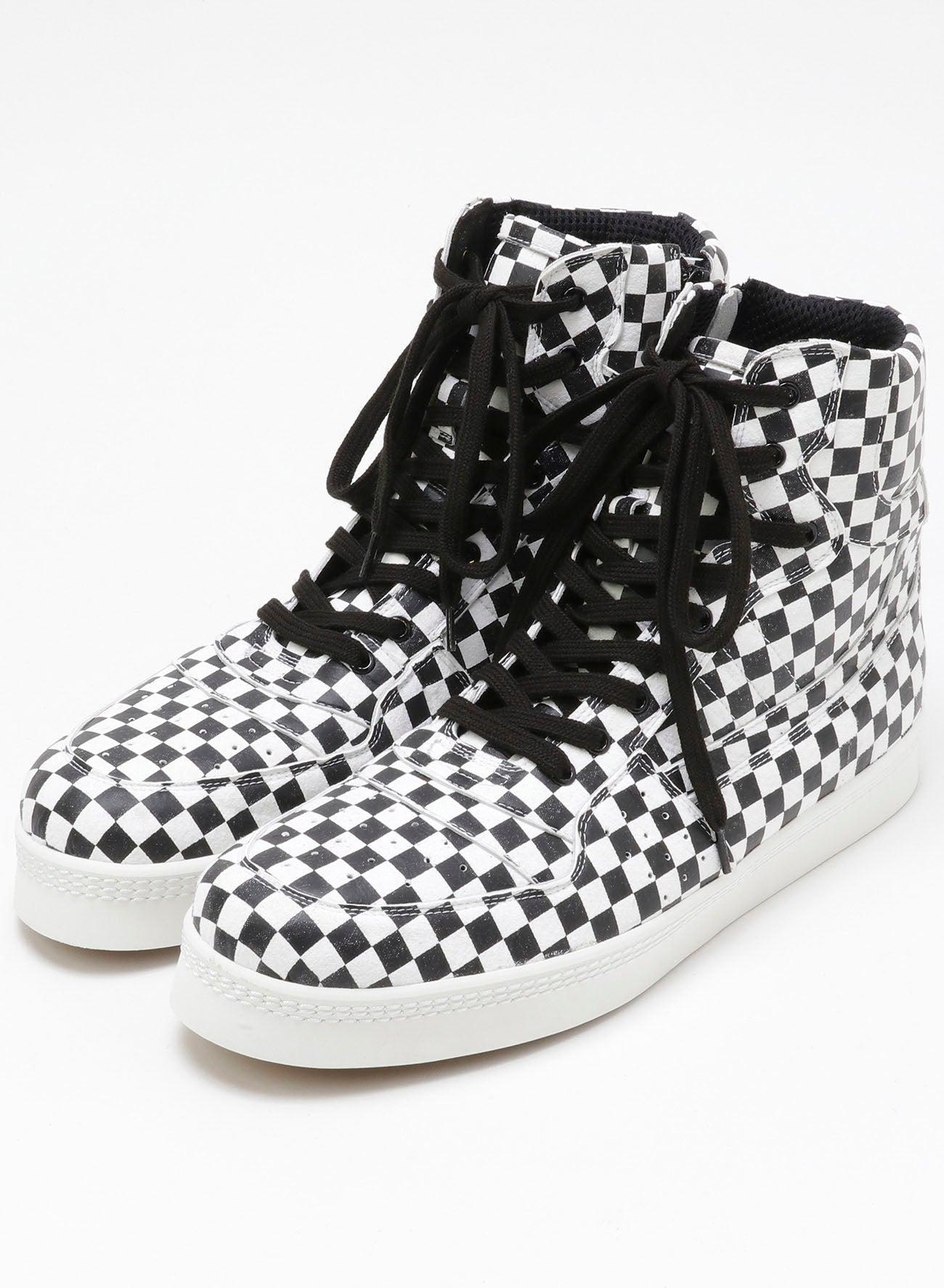 PLAID PATTERN LEATHER BASKET SHOES