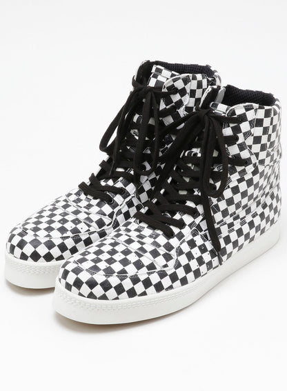 PLAID PATTERN LEATHER BASKET SHOES
