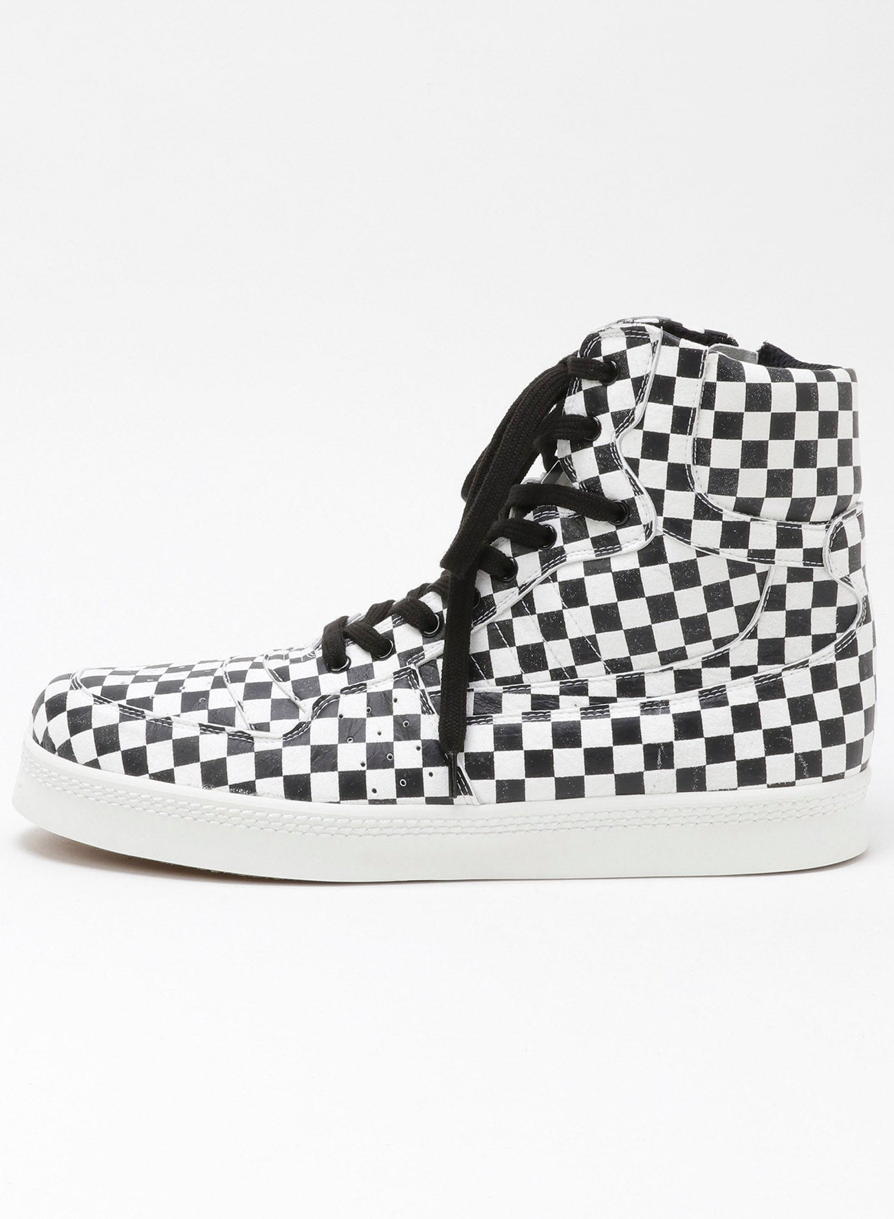 PLAID PATTERN LEATHER BASKET SHOES