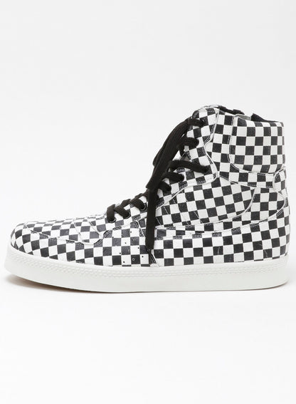 PLAID PATTERN LEATHER BASKET SHOES